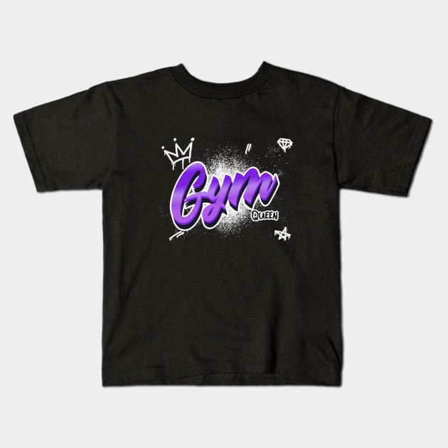 Gym Queen Kids T-Shirt by Witty Wear Studio